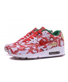 Nike Air Max 90 instructores de la primavera flores rojas zapatillas de deporte para las mujeres