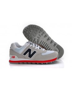 New Balance 574 Gris, hombre, Marina + formadores rojas