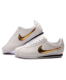 Nike Classic Cortez de piel para hombre 09 zapatos de oro blanco Negro