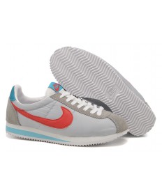 Nike Classic Cortez Nylon zapatos formadores Universidad Rojo Azul Gris para mujer