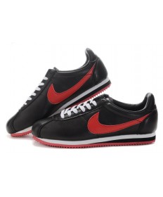 Nike Classic Cortez Cuero 09 zapatillas de deporte Rojo Negro para las mujeres