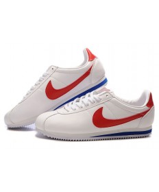 Nike Classic Cortez de piel 09 trainers Azul blanco rojo para las mujeres