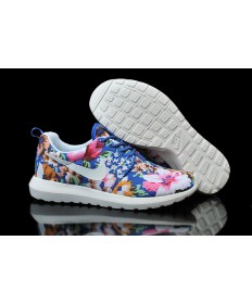 Nike Roshe Run Dodger azul/blanco/patrón floral para mujer formadores zapatillas de deporte