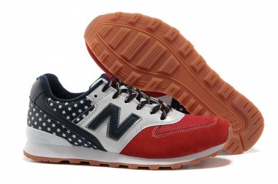 New Balance 996 EE.UU. Armada, blanco + rojo zapatos de las mujeres