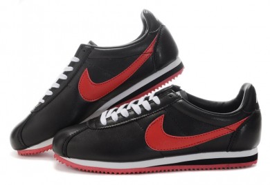 Nike Classic Cortez Cuero 09 zapatillas de deporte Rojo Negro para las mujeres